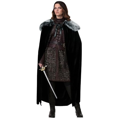 L'VOW Mittelalterlicher Wikinger Pelzmantel Renaissance König Cape Mantel Hobbit Robe Kostüm für Erwachsene (Schwarz) von L'VOW