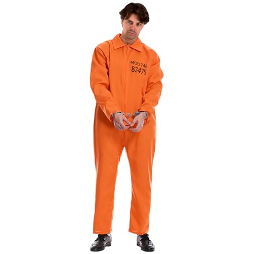 L'VOW Orange Gefängnis Kostüm Erwachsene Häftling Jumpsuit Gefängnis Uniform für Halloween Cosplay(M-L) von L'VOW