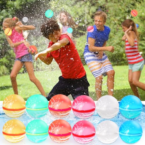 Wasserbomben Wiederverwendbar, Magnetisch Wasserbomben Selbstschließend, Schnell Befüllbarer Wasserspritzball, Kinder Wasserballons Sommer Wasser Spielzeug für Draußen Hof Schwimmbad Strand Party von L.GFANG