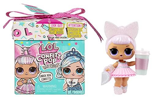 L.O.L. Surprise! Confetti Pop Birthday - Limited Edition Sammlerpuppe mit 8 Konfetti-Überraschungen - Mit Wasserüberraschung, Mode, Accessoires und Geschenktüte - Geschenk für Mädchen ab 4 Jahren von L.O.L. Surprise!