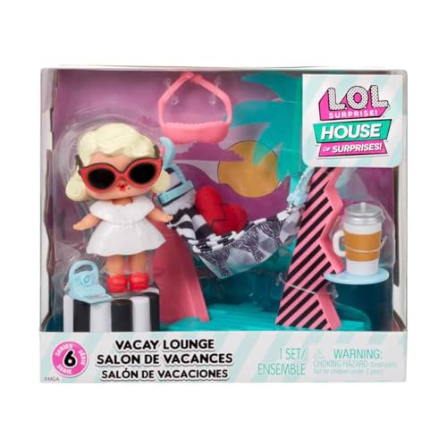 L.O.L. Surprise! OMG House of Surprises Playset - Vacay Lounge - 7,6 cm große Puppe Leading Baby und 8 Überraschungen - Für Sammler und Kinder ab 4 Jahren von L.O.L. Surprise!