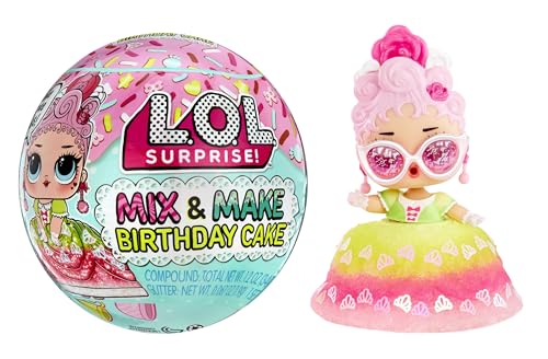 L.O.L. Surprise! Mix & Make Birthday Cake Tots - Mit Sammlerpuppe, DIY-Tortenkleid, Torten „Backen“ und Dekorieren, Zutaten und Glitzer-Streuseln - Tortenkleid-Puppe - Ideal für Mädchen ab 3 Jahren von L.O.L. Surprise!