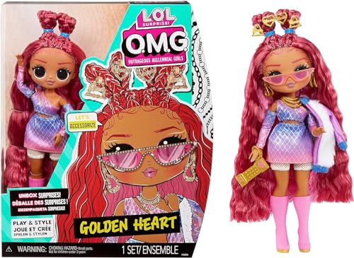 L.O.L. Surprise! OMG Fashion Doll - GOLDEN Heart - Packe die fabelhaften Überraschungen und Accessoires aus - Inklusive Modepuppe, Outfit und Puppenständer- Geschenk für Kinder im Alter ab 4 Jahren von L.O.L. Surprise!