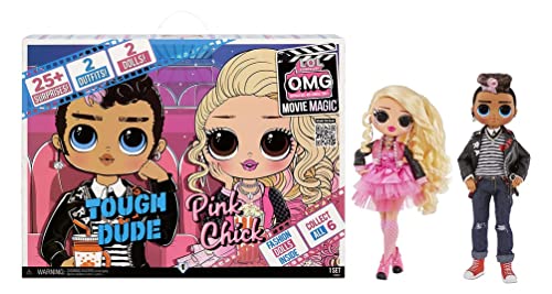 L.O.L. Surprise! OMG Movie Magic 2er-Pack - Tough Dude & PINK Chick - Modepuppen mit 25 Überraschungen & 2 Spielsets - Serie 1 - Outfits, Accessoires & mehr - Für Jungen & Mädchen ab 4 Jahren von L.O.L. Surprise!