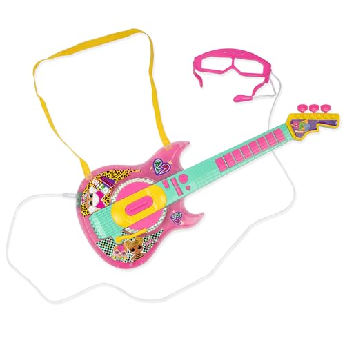 LOL Surprise Superstar Gitarrenset – Rosa, Blaugrün, Gelb – Lichter & Geräusche, Instrumentenspielzeug mit Gurt, Brille mit Mikrofon, Musikspielzeug für Kinder ab 3 Jahren von L.O.L. Surprise!