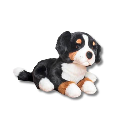 LA PELUCHERIE - Plüschtier Ferdinand Hund liegend 28 cm – schwarz – handgefertigt – französische Marke von LA PELUCHERIE