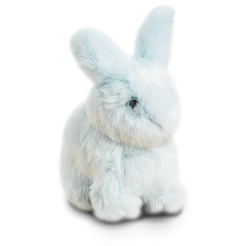 LA PELUCHERIE - Plüschtier Hase Leon, sitzend, 15 cm, Himmel – handgefertigte Plüschtiere – französische Marke von LA PELUCHERIE