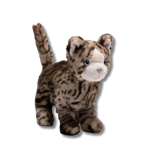 LA PELUCHERIE - Plüschtier Katze Gustave – 26 cm – Tiger – Handgenäht – französische Marke von LA PELUCHERIE