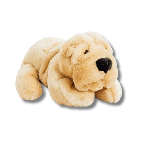 La pelucherie - Mein Plüschhund Hector – klein 35 cm Honig – Kuscheltier Hund sehr weich für Babys – realistisches und handgefertigtes Plüschtier französische Marke von La pelucherie