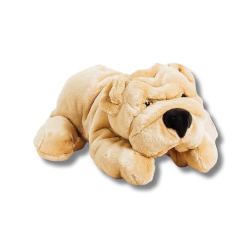 La Pelucherie Mein Plüschhund Hector – mittel 45 cm Honig – Kuscheltier Hund sehr weich für Babys – realistisches und handgefertigtes Plüschtier französische Marke von La Pelucherie