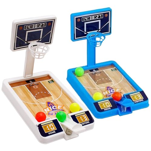 2pcs Desktop Basketballspiel Plastik für Eltern-Kind-Basketball-Tischspiel mit 6 Ball Decompression Spaß tragbares Tabletop-Basketballspiel für Kinder und Erwachsene, Basketballgeschenke, Basketballg von LAANCOO