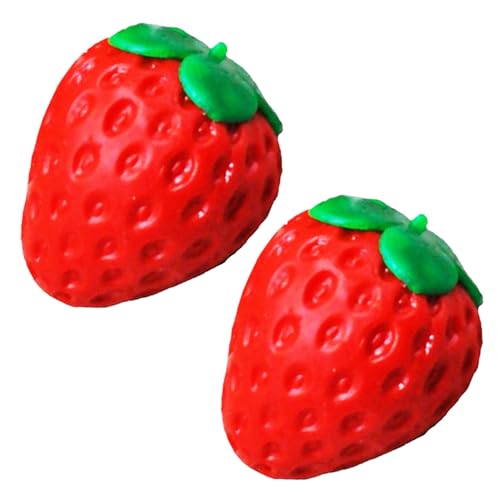 Erdbeerspielzeug, Erdbeerspielzeug für Kinder 3+, 2pcs weiche Safer -Strawberry -Spielzeugstress Relief Gefälschte Erdbeeren entzückende niedliche Erdbeerdekor für Geschenke Partydekorationen, fals von LAANCOO