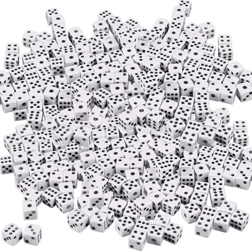 Kleine Würfel, 8mm Mini Tiny Dice, 300pcs weiße Würfel mit schwarzen Punkten, 6 -seitige Square Dice Games, Erwachsene Spielwürfel für das Unterrichten von Mathematik, Party -Gefälligkeiten, Mini - von LAANCOO