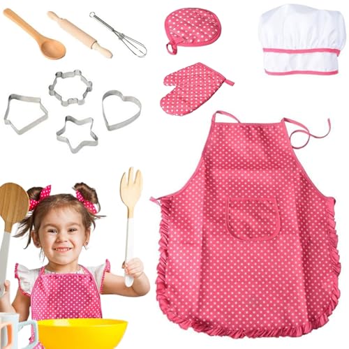 LAANCOO 11PCS Kids Kitchen-Spielset, Küchen-Spielset mit Kinderschürze, Kochhut und Anderen Accessoires, so tun Rollenspiel Kids Kitchen-Set für Alter 3+, Spielzeugküchensets für Kleinkinder 4-8 von LAANCOO