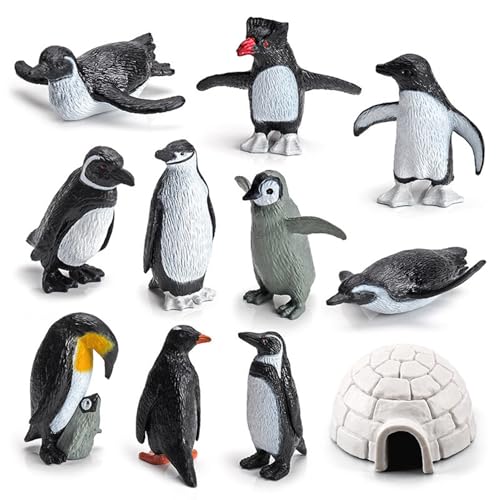 LAANCOO 11pcs Mini Penguine Spielzeug Set, realistische lebensechte Eishausspielzeug, Plastik -Tierfigur Spielset, lebensechte Miniaturpinguine -Figurenmodell für Kinder Kinder von LAANCOO