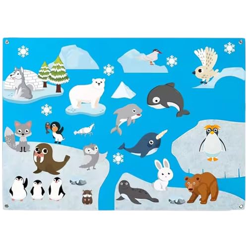 LAANCOO Arctic Animals Felt Story Board Set, Polar Animals Fuzzy Filz für 2 -Jährige, frühes Lernen interaktives Spielset mit Grommet, Spaß hanges Filzspielspielzeug für Kleinkinder 41x20 von LAANCOO