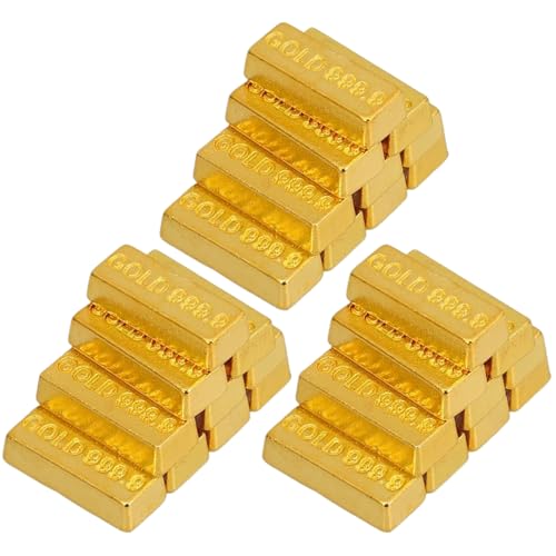 LAANCOO Gefälschte Goldbar, 30 Prozent simulierte Dollhouse Gold Bars, Legierung gefälschte Goldbars, Mini glitzernde Gold Bar Requision Dekoration für Puppenhauszubehör von LAANCOO