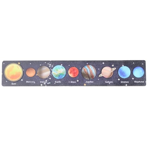 LAANCOO Hölzer Solarsystem Puzzle, Sonnensystem für Kinder 36 Monate+, beweglicher Planet Name Brettspiel Vorschule Sonnensystem Spielzeug für Jungen und Mädchen, Stil a von LAANCOO