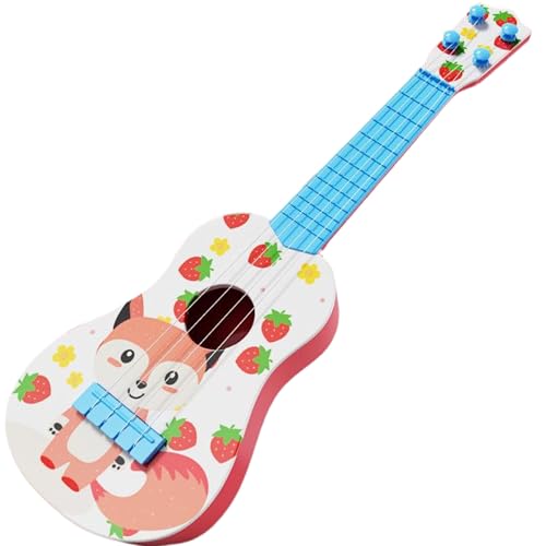 LAANCOO Kids Ukulele, Cartoon Ukulele für Kinder, 4-Saiten-Kleinkind-Ukelele für Anfänger mit Anweisungen und wählt einstellbares frühes Bildungsspielzeug für Kindergitarre, Rose von LAANCOO