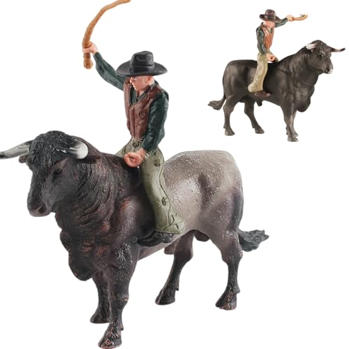 LAANCOO Rodeo -Spielzeug, Cowboy -Spielzeug, realistisches Handzeichnung Bullenreitspielzeug, PVC Rodeo -Spielzeug, wissenschaftliche Bildungsspielzeug für Jungen Kinder, Dark Gray von LAANCOO