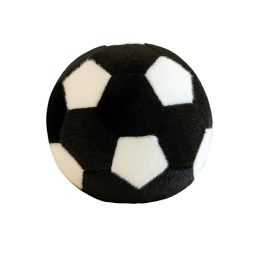 LAARNT 18cm Fußball Plüschtiere，Plüsch Fußball Spielzeug,Plüsch Football Kissen, Flauschige Ball Ballkissen, Sport-Wurfkissen, 3D Fußball Kissen，Weich Flauschig Gefüllte Fußballkissen,Schwarz von LAARNT