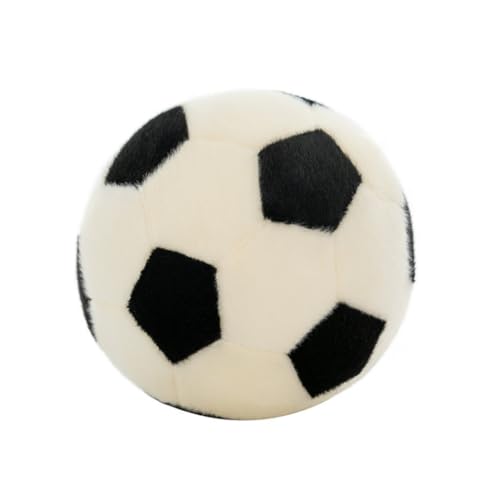 LAARNT 18cm Fußball Plüschtiere，Plüsch Fußball Spielzeug,Plüsch Football Kissen, Flauschige Ball Ballkissen, Sport-Wurfkissen, 3D Fußball Kissen，Weich Flauschig Gefüllte Fußballkissen,Weiß von LAARNT