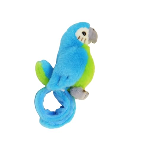 LAARNT 20cm Niedliches Tier Papagei Schnappring Puppe Plüschtier,Cartoon Papagei Plüsch Puppe,Kuscheltier Papagei Plüsch Armband，Tier Plüsch Armband Stofftier，Gefüllte Tierkissen Spielzeug，Blau von LAARNT