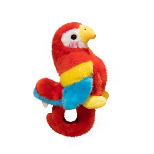 LAARNT 20cm Niedliches Tier Papagei Schnappring Puppe Plüschtier,Cartoon Papagei Plüsch Puppe,Kuscheltier Papagei Plüsch Armband，Tier Plüsch Armband Stofftier，Gefüllte Tierkissen Spielzeug，Rot von LAARNT