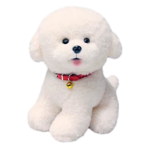 LAARNT 22cm Simulation Bichon Frise Plüschtier,weiße kleine Bichon Frise Puppe,Hundeplüschpuppen，Hunde Spielzeug Kuscheltier，Cartoon Tier Plüsch Spielzeug Schlafkissen von LAARNT