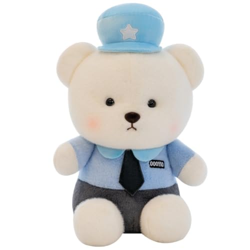 LAARNT 23cm Cartoon Polizei Bär Plüschtier Teddybär Plüschtier Niedliches Tier Plüschtier Weihnachten Valentinstag Geburtstag Deko-Kissen Blau von LAARNT