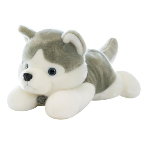 LAARNT 23cm Husky Plüschtier，Stofftier Hund Kuscheltier, Kawaii Stoffhund Plüsch Spielzeug，Hund Plüschkissen，Gefülltes Flauschiges Plüsch Tier Kissen Umarmungskissen Dekokissen Spielzeug von LAARNT