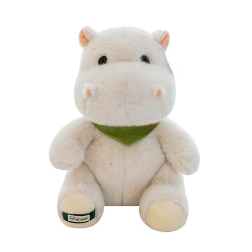 LAARNT 25cm Niedliche Nilpferd Plüschtiere, Cartoon Nashorn Puppen,Niedliches Tier Stofftier，Kawaii Tiere Plüschtier，Nashorn Kuscheltier Plüschpuppen，Nilpferd Puppe Stofftier Kissen,Weiß von LAARNT