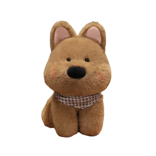 LAARNT 25cm Niedliches West Highland Scarf Puppy Plüschtier,West Highland Hund Puppe,Plüschtier Niedliche Simulation West Highland Welpe Puppe，Weiches Gefülltes Tier Kissen，Braun von LAARNT