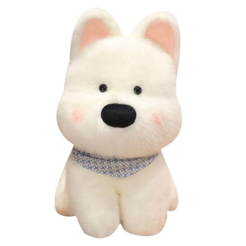 LAARNT 25cm Niedliches West Highland Scarf Puppy Plüschtier,West Highland Hund Puppe,Plüschtier Niedliche Simulation West Highland Welpe Puppe，Weiches Gefülltes Tier Kissen，Weiß von LAARNT