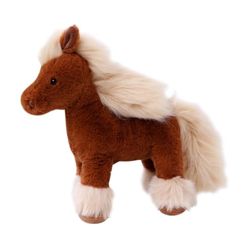 LAARNT 25cm Pony Plüschtier,weißes Pferd Simulation Puppe,weiches und niedliches Spielzeug Plüsch Puppen,Home Decor,Sofa Dekoration,Braun von LAARNT