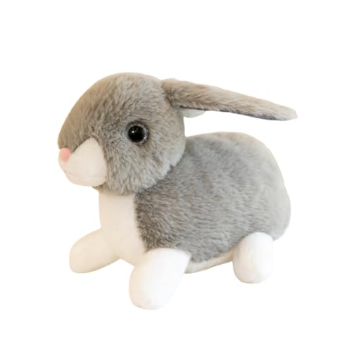 LAARNT 25cm Simulation Kaninchenpuppe Plüschspielzeug,Hase Plüschkissen,Cartoon Hase Plüschtier,Kuscheltier Kaninchen Puppe,Hasenpuppe Weiches Stofftier Spielzeug,Grau von LAARNT