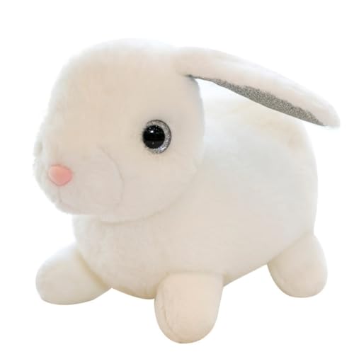 LAARNT 25cm Simulation Kaninchenpuppe Plüschspielzeug,Hase Plüschkissen,Cartoon Hase Plüschtier,Kuscheltier Kaninchen Puppe,Hasenpuppe Weiches Stofftier Spielzeug,Weiß von LAARNT