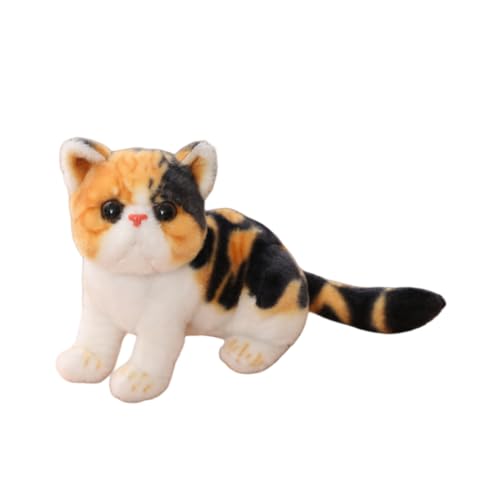 LAARNT 26cm Simulation Katzenplüschtiere,kreative Katzenpuppen，Katze Plüsch Spielzeug Puppe，Kawaii Katze Kuscheltier，Niedlich Tier Plüschkissen Spielzeug，Zierkissen，Sofakissen，Gelb von LAARNT