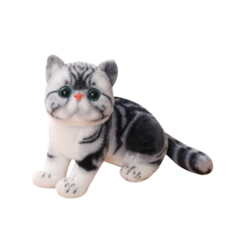 LAARNT 26cm Simulation Katzenplüschtiere,kreative Katzenpuppen，Katze Plüsch Spielzeug Puppe，Kawaii Katze Kuscheltier，Niedlich Tier Plüschkissen Spielzeug，Zierkissen，Sofakissen，Grau von LAARNT