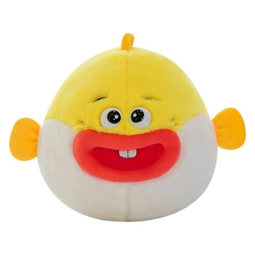 LAARNT 26cm Süßer Clown Fisch Puppe Plüschtier，großer Mund fette Fischpuppe Kissen，Simulation Fisch Plüschtier，Kreative 3D Weiches Fischkissen，Clown Fische Mini Plüsch Spielzeug,Gelb von LAARNT