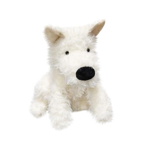 LAARNT 27cm Simulation weißer Hund Plüschtier, weißer West Highland Hund Puppe, Cartoon Tier Plüschtier Schlafkissen, Heimtextilien von LAARNT