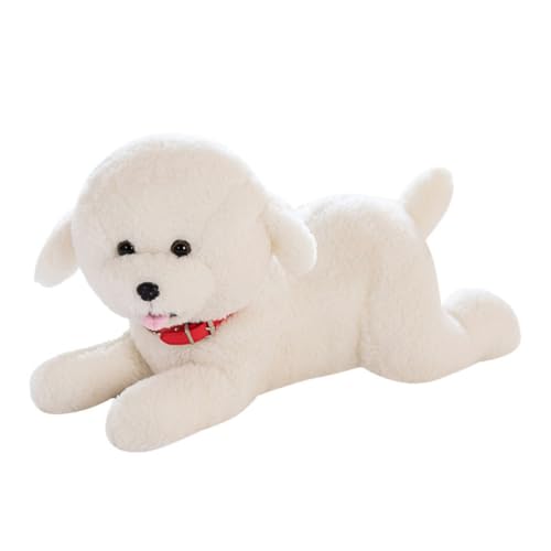 LAARNT 28cm Simulation Bichon Frise Plüschtier，weiße kleine Bichon Frise Puppe,Hundeplüschpuppen，Hunde Spielzeug Kuscheltier，Cartoon Tier Plüsch Spielzeug Schlafkissen von LAARNT