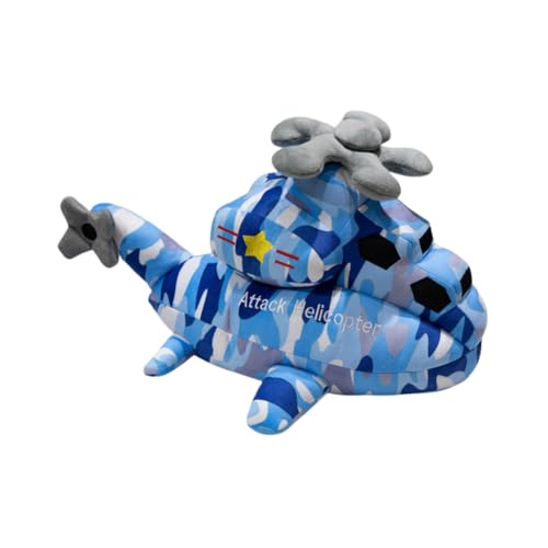 LAARNT 30cm Cartoon Fighter Puppe Plüschtiere,Simulation Flugzeug Puppe Kissen,Hubschrauber Plüsch Puppen,schlafen Rückenkissen，Hause Dekoration,Blau von LAARNT