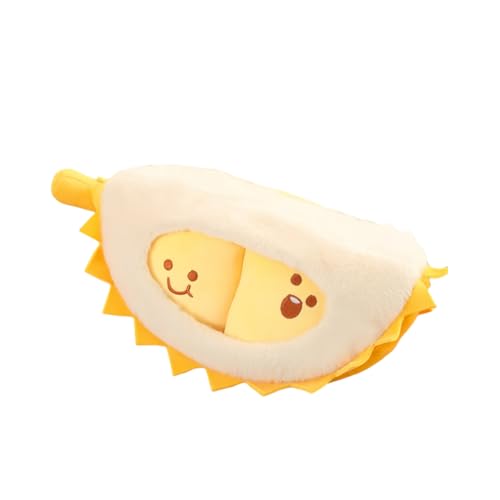 LAARNT 30cm Kreative Durian Puppe Plüsch Spielzeug,Simulation Durian Plüsch Kissen,abnehmbare Fruchtpuppen,Süße Obstpuppe Plüsch,weiche Dekokissen,Gelb von LAARNT