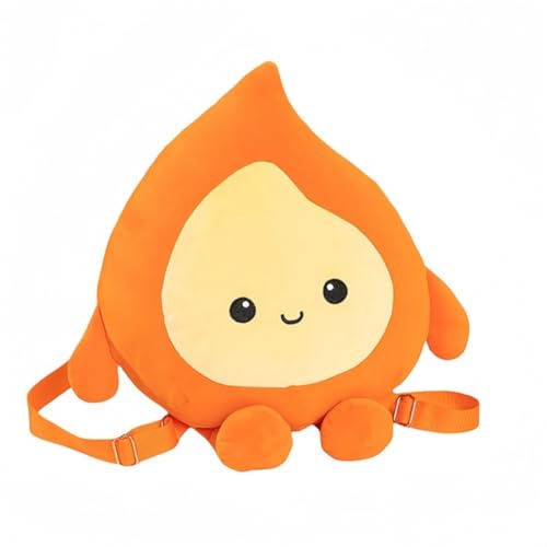 LAARNT 32cm Kleiner Feuerwehrmann Puppe Stoffpuppe Plüschtier,Cartoon Kleiner Feuerwehr-Rucksack,Plüsch Freizeittasche,Handytasche，Orange von LAARNT