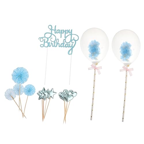 LABRIMP 17st Kuchenstangen Kuchenbanner Aus Papierfans Tortenverzierung Zum Geburtstag Fächerdekorationen Party-kuchen-picks Goldene Kuchendekoration Geburtstagsstern Kuchen-kit Pu Blue von LABRIMP