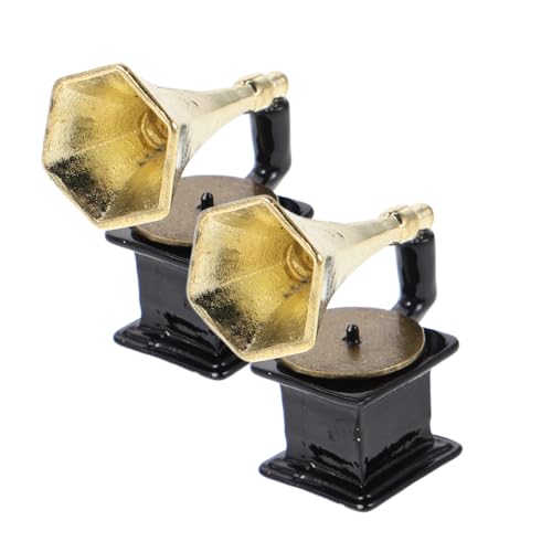LABRIMP 2 Stück Teiliges Miniatur-Phonograph Metall Vintage Retro Mini Plattenspieler Figurine Schwarzes Musikzimmer-dekor Kompakt für Puppenhaus und Sammlungsdisplay LABRIMP 2 Stück Teiliges Miniatur-Phonograph Metall Vintage Retro Mini Plattenspieler Figurine Schwarzes Musikzimmer-dekor Kompakt für Puppenhaus und Sammlungsdisplay von LABRIMP