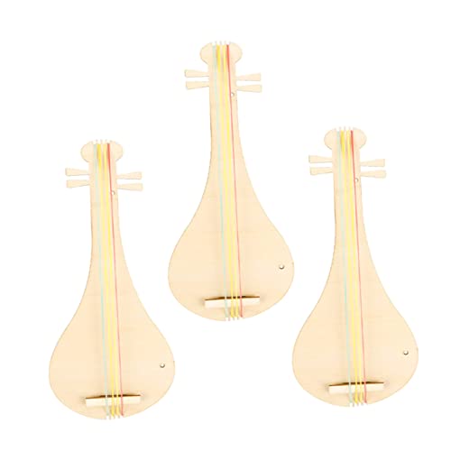 LABRIMP 3 Sätze Pipa-holzkeim Bastelspielzeug Leeres Holz Laute Pipa Mit Loch Holz Chinesisches Instrument Spielzeug Traditionelle Nationale Besaitung Hölzern Kind Saiteninstrument von LABRIMP