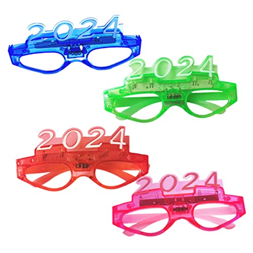 LABRIMP 4 Paar 2024 Leuchtende Brille Leuchtende Brille LED Brille Lustige Sonnenbrille Brille Leuchtende Brille LED Party Sonnenbrille Neon Brille Party Brille Requisiten von LABRIMP