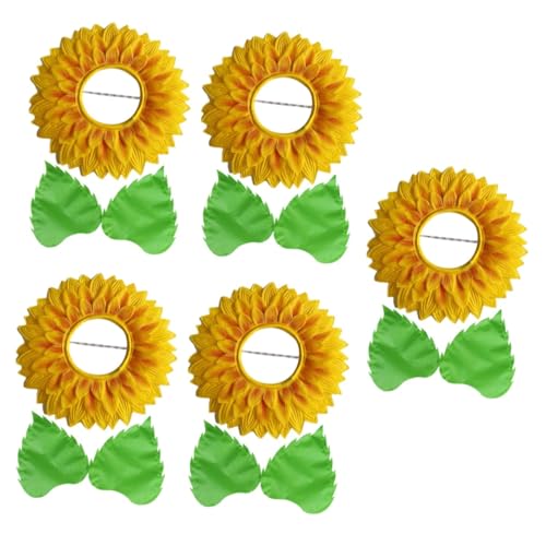 LABRIMP 5 Sätze Kopfschmuck Aus Sonnenblumen Halloween-Kopfbedeckung Cosplay-Sonnenblume Blatt-Handschuhe Blumenkopfbedeckung Für Leistung Sonnenblumen-Kopfbedeckung Kostüm Hüte Seidentuch von LABRIMP